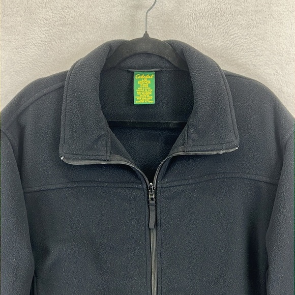 Cabela’s Men’s Fleece Jacket Sz Large Black 100% Polyester - Picture 3 of 11